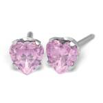 Kolczyki Cubic Zirconia Różowe Serduszko 5mm - Studex System 75 