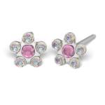 Kolczyki Srebrna Stokrotka z kolorowymi kryształkami - Studex System 75