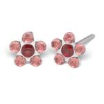 Kolczyki Srebrna Stokrotka z czerwonymi kryształkami - Studex System 75 