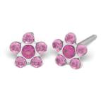 Kolczyki Srebrna Stokrotka z różowymi kryształkami - Studex System 75