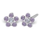 Kolczyki Srebrna Stokrotka z fioletowymi kryształkami - Studex System 75