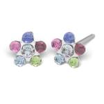 Kolczyki Srebrna Stokrotka z tęczowymi kryształkami - Studex System 75