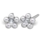 Kolczyki Srebrna Stokrotka z perłami i cyrkonią - Studex System 75