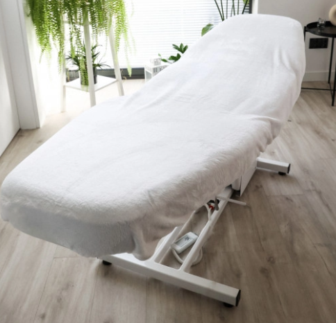 Pluszowy pokrowiec na fotel kosmetyczny - biały 90x210cm