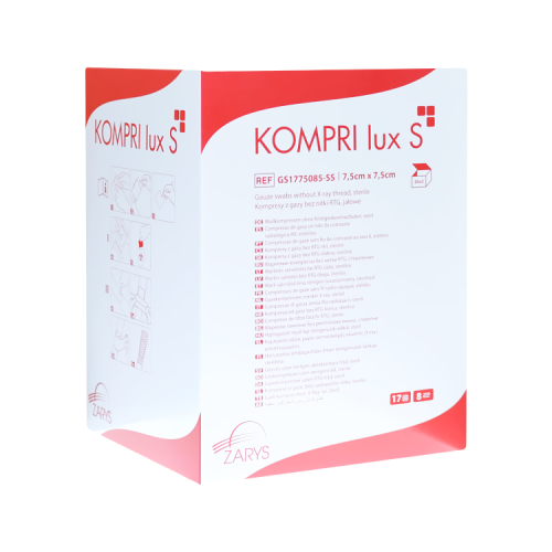 KOMPRESY GAZOWE JAŁOWE 7,5 x 7,5 100szt (50x2) czerwone