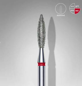 STALEKS  Frez diamentowy płomyk czerwony EXPERT średnica 2,3 mm / część robocza 10 mm