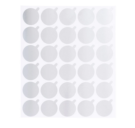 Naklejki jednorazowe pod klej srebrne - arkusz 30 sztuk