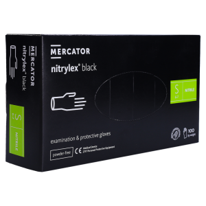 Rękawiczki nitrylowe bezpudrowe 100szt - CZARNE - ROZMIAR S