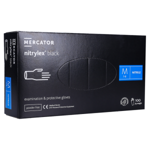 Rękawiczki nitrylowe bezpudrowe 100szt - CZARNE - ROZMIAR M