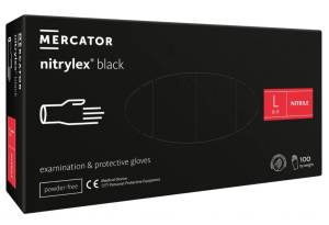 Rękawiczki nitrylowe bezpudrowe 100szt - CZARNE - ROZMIAR L