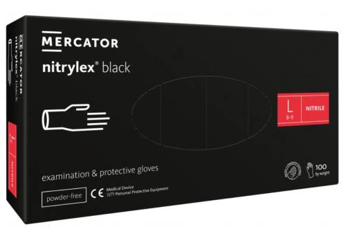 Rękawiczki nitrylowe bezpudrowe 100szt - CZARNE - ROZMIAR L