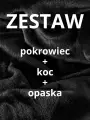 ZESTAW PLUSZOWY - pokrowiec + koc + opaska CZARNE