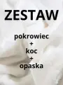 ZESTAW PLUSZOWY - pokrowiec + koc + opaska BIAŁY