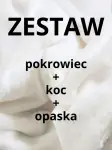 ZESTAW PLUSZOWY - pokrowiec + koc + opaska BIAŁY