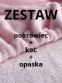 ZESTAW PLUSZOWY - pokrowiec + koc + opaska RÓŻOWE