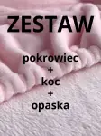 ZESTAW PLUSZOWY - pokrowiec + koc + opaska RÓŻOWE
