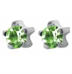 Kolczyki Peridot w pazurkach kolor srebrny - Studex System Plus