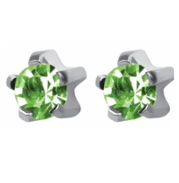 Kolczyki Peridot w pazurkach kolor srebrny - Studex System Plus